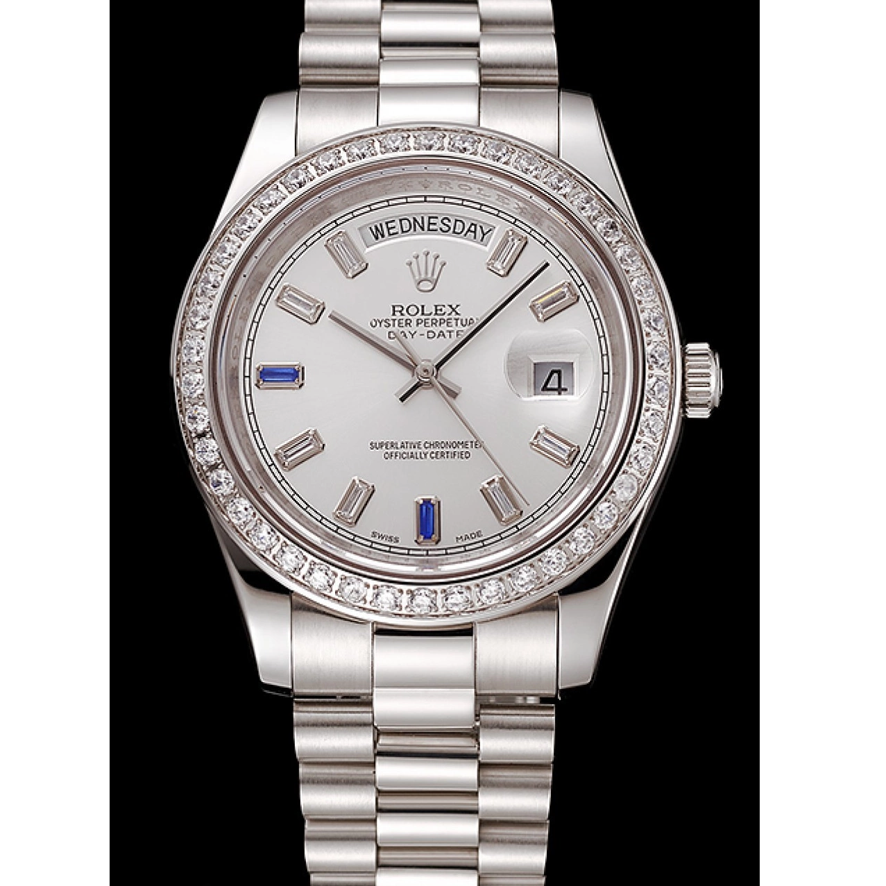 Aaa fake watches Staineless Steel Diamonds 1454109 Rolex Day-Date Bracelet Bezel Swiss 0714